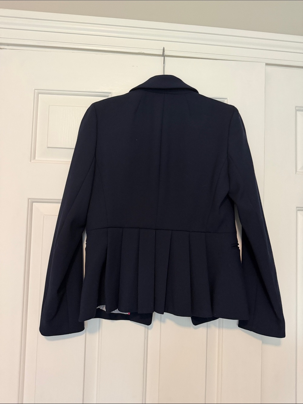J. Crew Navy Single-Button Tailored Blazer with Gold Button with back pleating